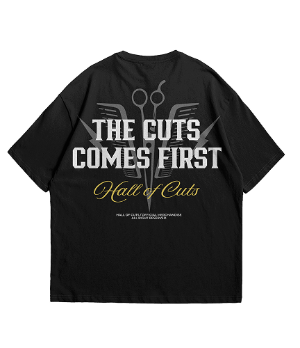 The Cut Comes First Graphic Tee — Black
